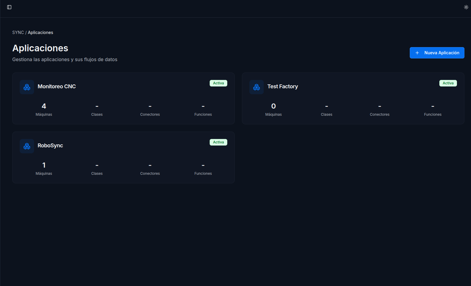 Página de Aplicaciones